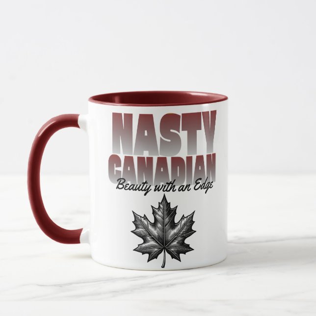 Caneca Beleza Canadiana com Folha de Mapas e Bordas (Esquerda)