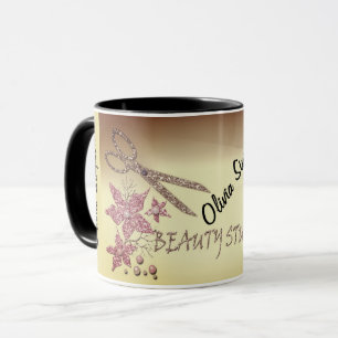 Caneca Beleza das Flores de Tesoura Brilhante com Leitura