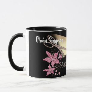 Caneca Beleza das Flores de Tesoura Brilhante com Leitura