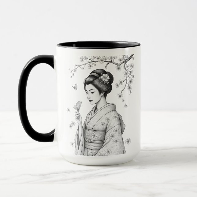 Caneca Beleza Japonesa com Borboletas (Esquerda)