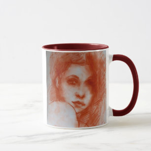 Caneca BELEZA ROMÂNTICA / Retrato feminino em Sepia Brown