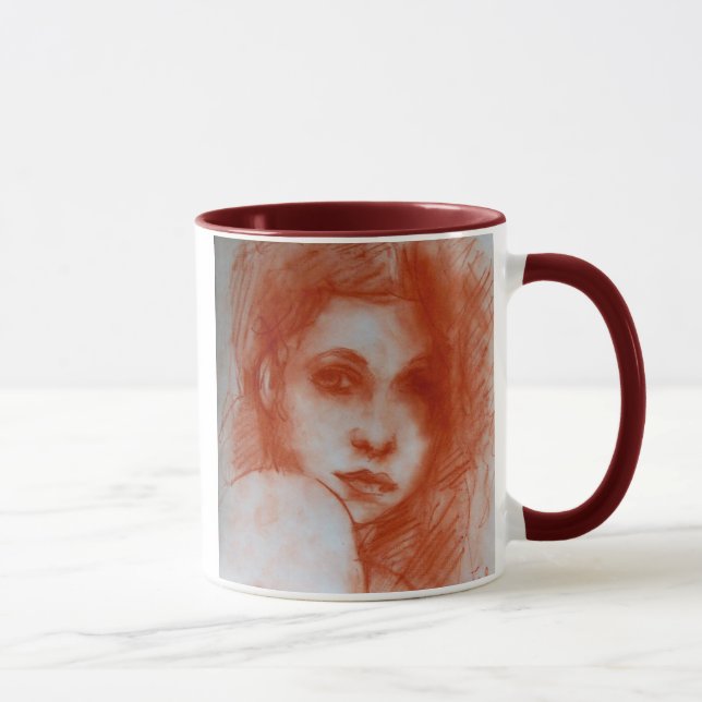 Caneca BELEZA ROMÂNTICA / Retrato feminino em Sepia Brown (Direita)