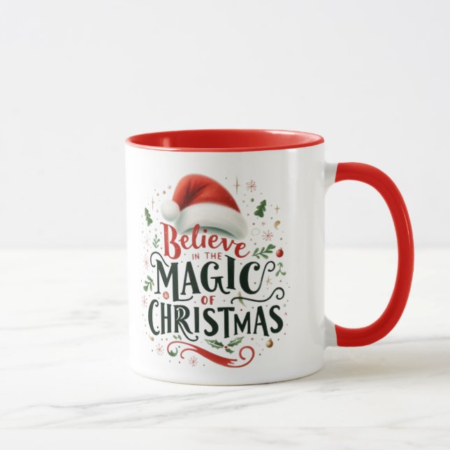 Caneca Believe in the magic of Christmas festive quote  (Direita)