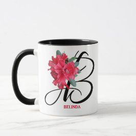 Caneca Belinda personalizável nome flores vermelhas trend