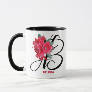 Caneca Belinda personalizável nome flores vermelhas trend
