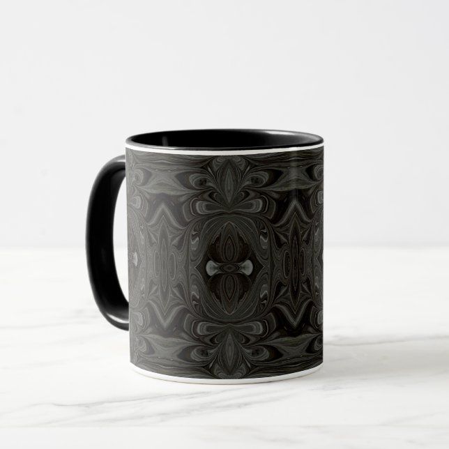 Caneca Belladonna Abstract Black and Gray Fluid Art (Frente Esquerda)
