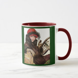 Caneca Belle, uma dama vintage comprando Natal