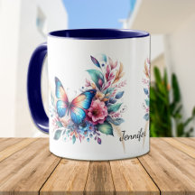 Belo Blue Orange Fantasy Floral Borboleta