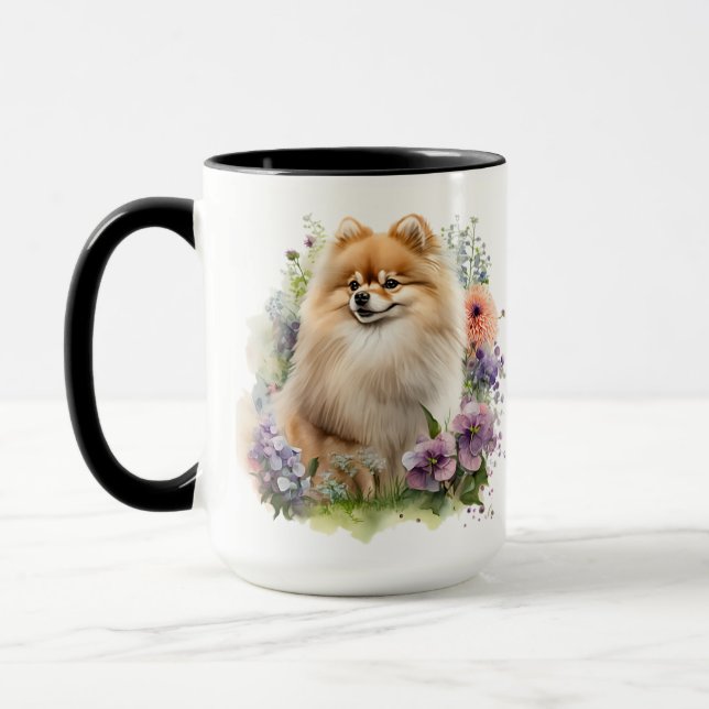 CANECA BELO CACHORRO POMERANIANO DE ÁGUA FLUFADA (Esquerda)