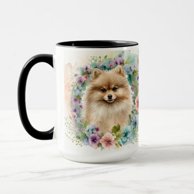 CANECA BELO CACHORRO POMERANIANO DE ÁGUA FLUFADA (Esquerda)