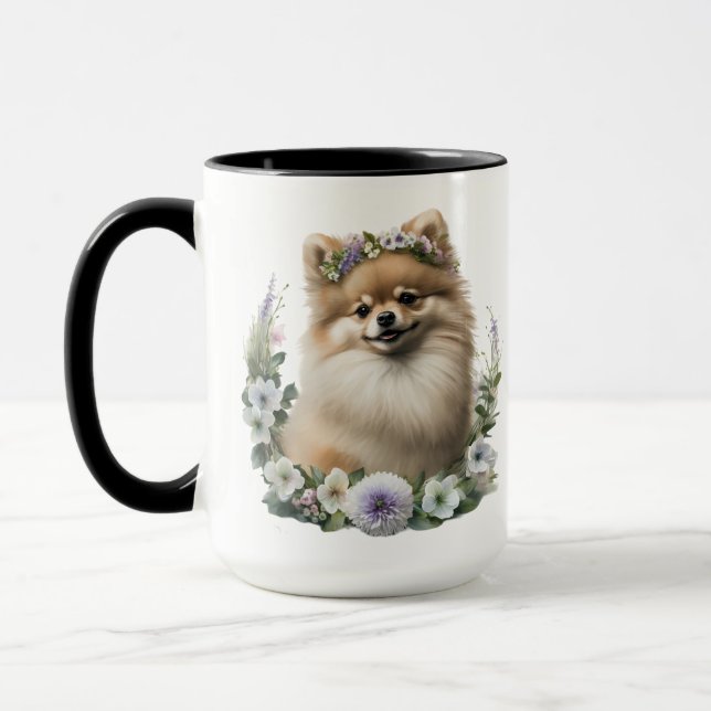 CANECA BELO CACHORRO POMERANIANO DE ÁGUA FLUFADA (Esquerda)