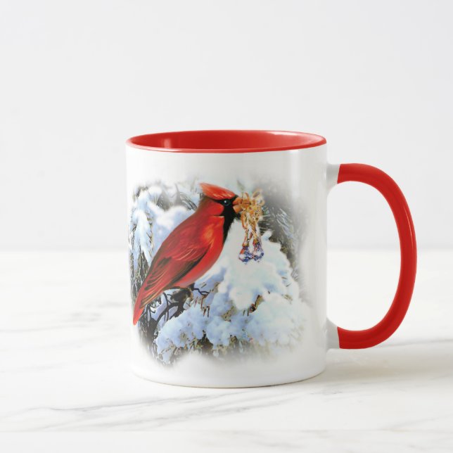 Caneca Belo Cardeal de Natal Vermelho Bem-vindo ao Natal (Direita)