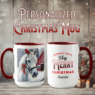 Caneca Belo Cavalo de Férias com Cardinal Personalizado