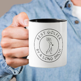 Caneca Belo Golfista, Melhor Jogado Para Ele, Branco Negr