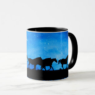 Caneca Belo Herdeiro de Cavalos Selvagens à Noite com Est
