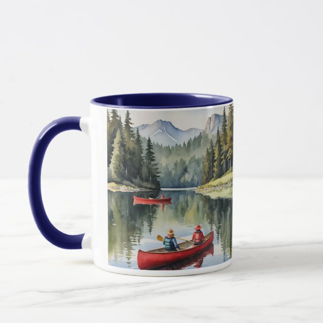 Caneca Belo Lago Peaceful Barco Vermelho Canoeiro (Esquerda)