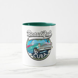 Caneca Belo logotipo retrô de Cuba.