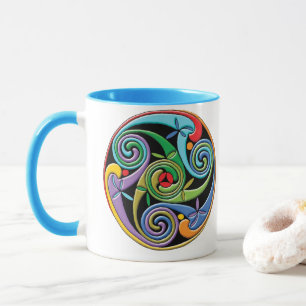Caneca Belo Mandala Celta com Redemoinhos Coloridos