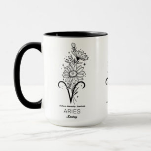 Caneca Belo Mês de Nascimento Flor/Signo/Zodíaco/Áries