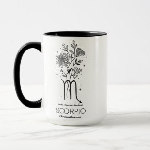 Caneca Belo Mês de Nascimento Flor/Signo/Zodíaco/Escorpiã