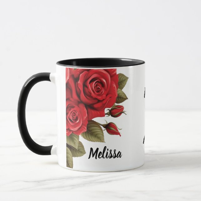 Caneca Belo nome personalizado do Rosa vermelha para semp (Esquerda)