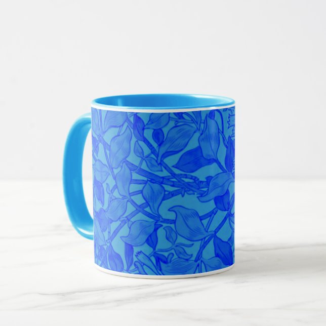 Caneca Belo Padrão de Besteira Azul de W. Morris (Frente Esquerda)