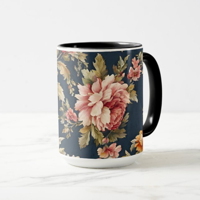 Caneca Belo Padrão Floral Italiano (Frente Esquerda)