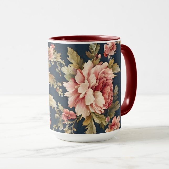 Caneca Belo Padrão Floral Italiano (Frente Esquerda)