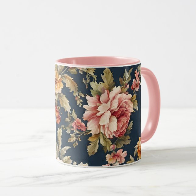 Caneca Belo Padrão Floral Italiano (Frente Esquerda)