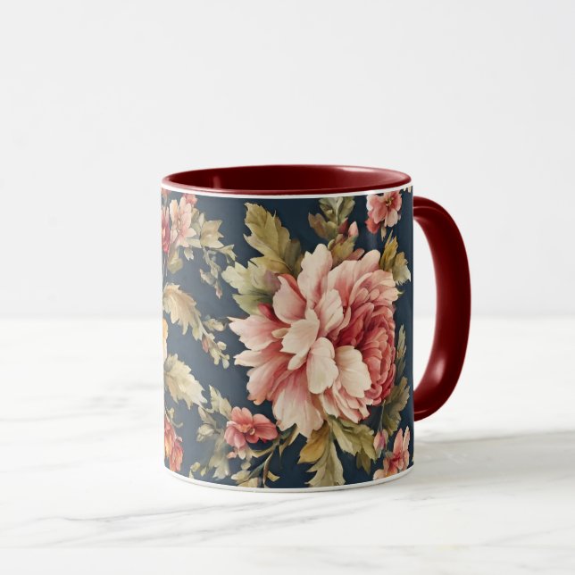 Caneca Belo Padrão Floral Italiano (Frente Esquerda)