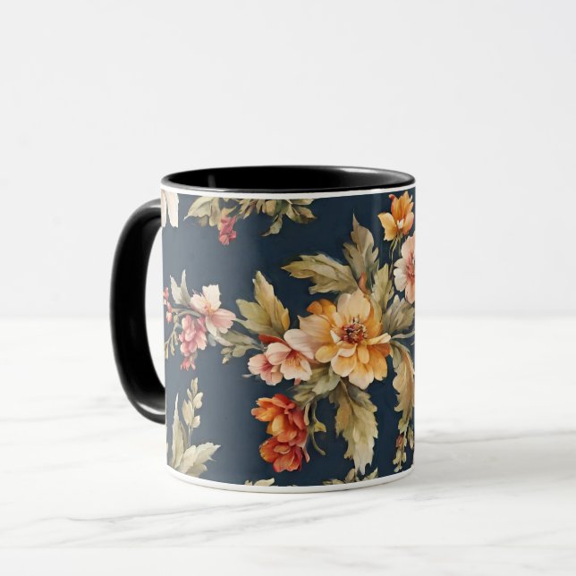 Caneca Belo Padrão Floral Italiano (Frente Esquerda)