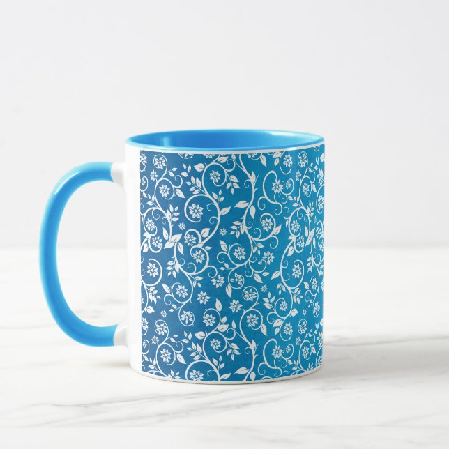 Caneca Belo Padrão Geométrico Azul (Esquerda)