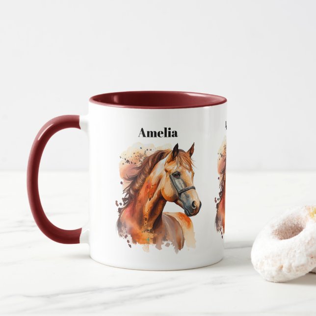 Caneca Belo Retrato de Cavalo de Sorrel (Com Donut)