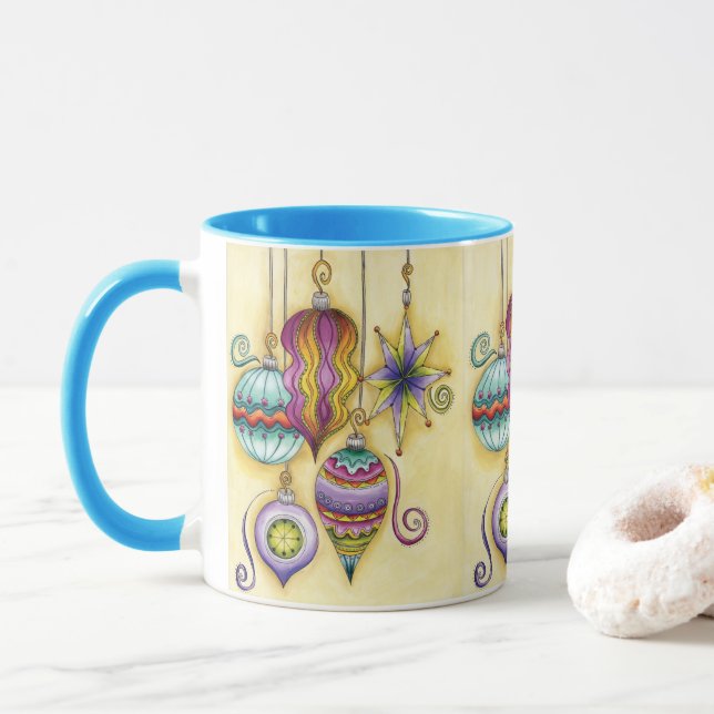 Caneca Belo Vidro Enfeites de natal Coloridos (Com Donut)
