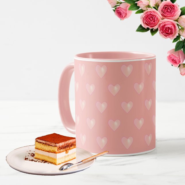 Caneca Belos Corações Rosa sobre Rosa (Criador carregado)