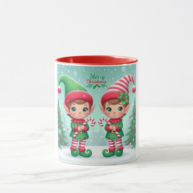 Caneca Belos elfos de Natal (Centro)