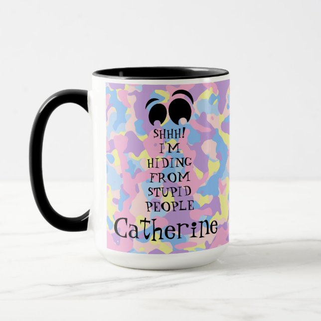 Caneca BEM! Estou me escondendo de Pessoas estúpidas. (Esquerda)