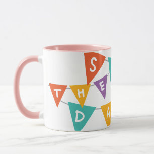 Caneca "Bem Feliz Aniversário" Bunting Colorido Rosa de D