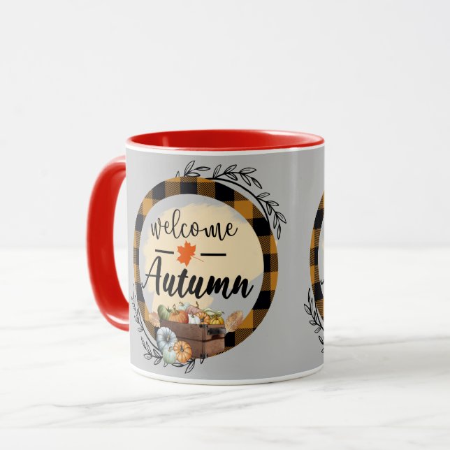 Caneca Bem-vindo Autumn Pumpkin Vintage (Frente Esquerda)