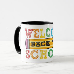 Caneca Bem-vindo de Volta à Escola – Ilustração de Lápis