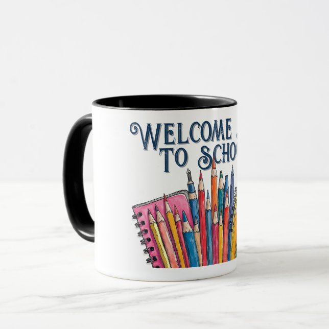 Caneca Bem-vindo de Volta à Escola – Início Colorido (Frente Esquerda)