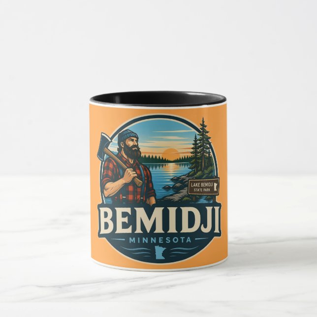Caneca Bemidji Minnesota Paul Bunyan Rústico Northwoods (Centro)
