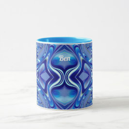 Caneca BEN ~ Zany 3D Fractal ~ Sombras de Azul