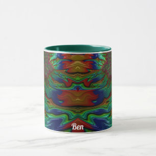 Caneca BEN ~ Zany 3D ~ Verde Vermelho Azul 3D