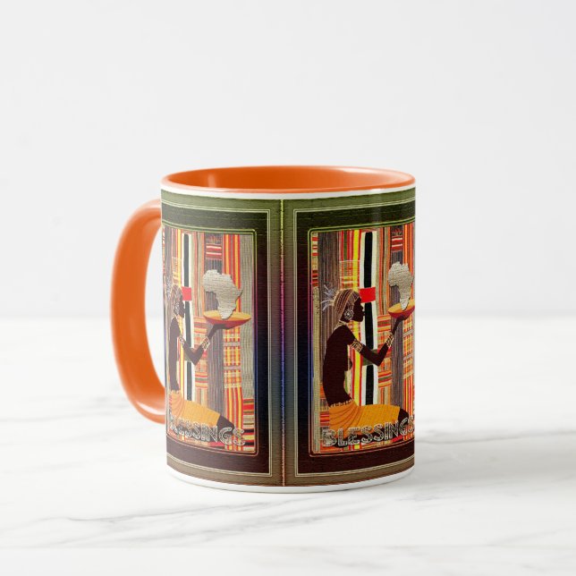 Caneca Bênçãos, Arte Folclórica Africana (Frente Esquerda)