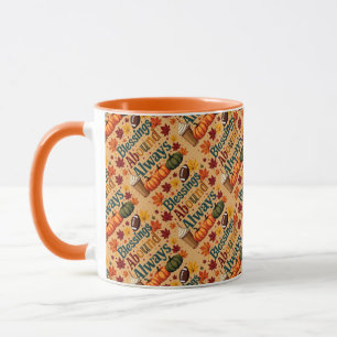 Caneca Bênçãos Sempre no Design de outono