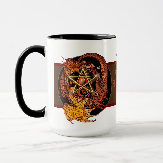 Caneca Bendito Seja Art Nouveau Pentacle Dragon Mug (Esquerda)