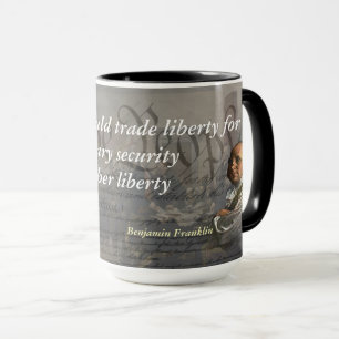 Caneca Benjamin Franklin Cote sobre a Liberdade