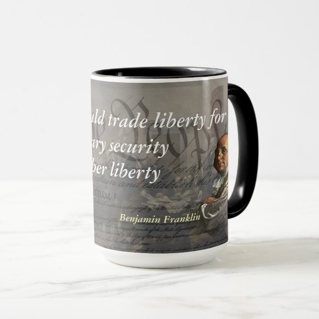 Caneca Benjamin Franklin Cote sobre a Liberdade (Frente Esquerda)