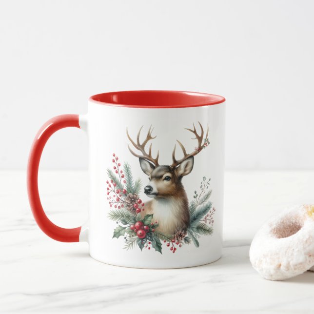 Caneca Berna de Natal Watercolor (Com Donut)